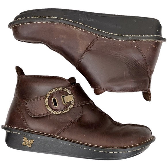 Alegria Caiti Gravy Pull Up Brown Leather Ankle Boots - Picture 4 of 16